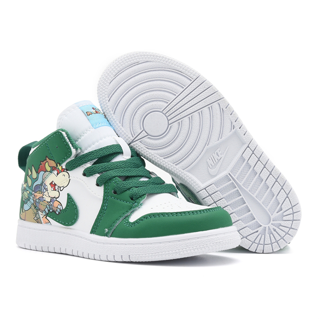 Youth Running Weapon Air Jordan 1 Green/White Shoes 0682